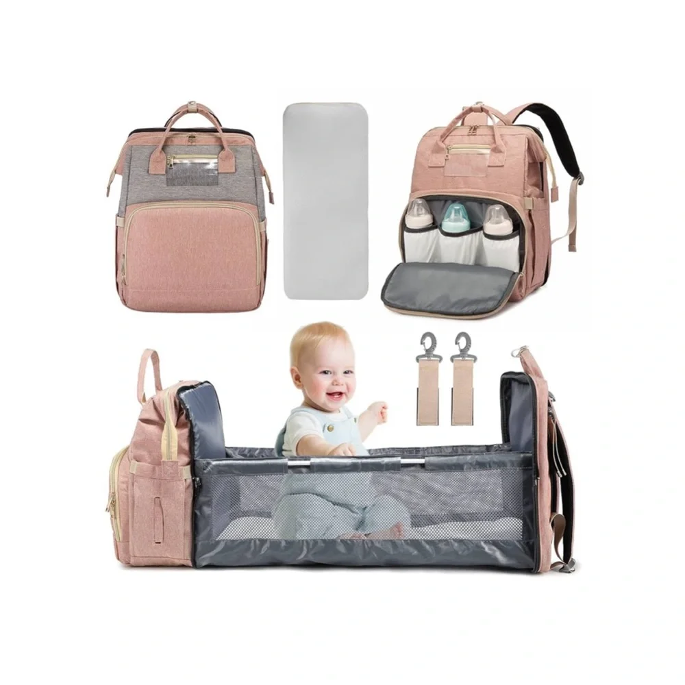 Realer Blue and Pink Diaper Bag Backpack